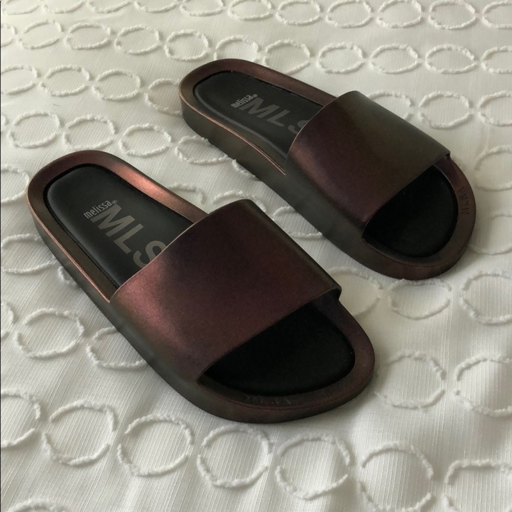 Melissa Iridescent Rubber Slides Size 9 Like New